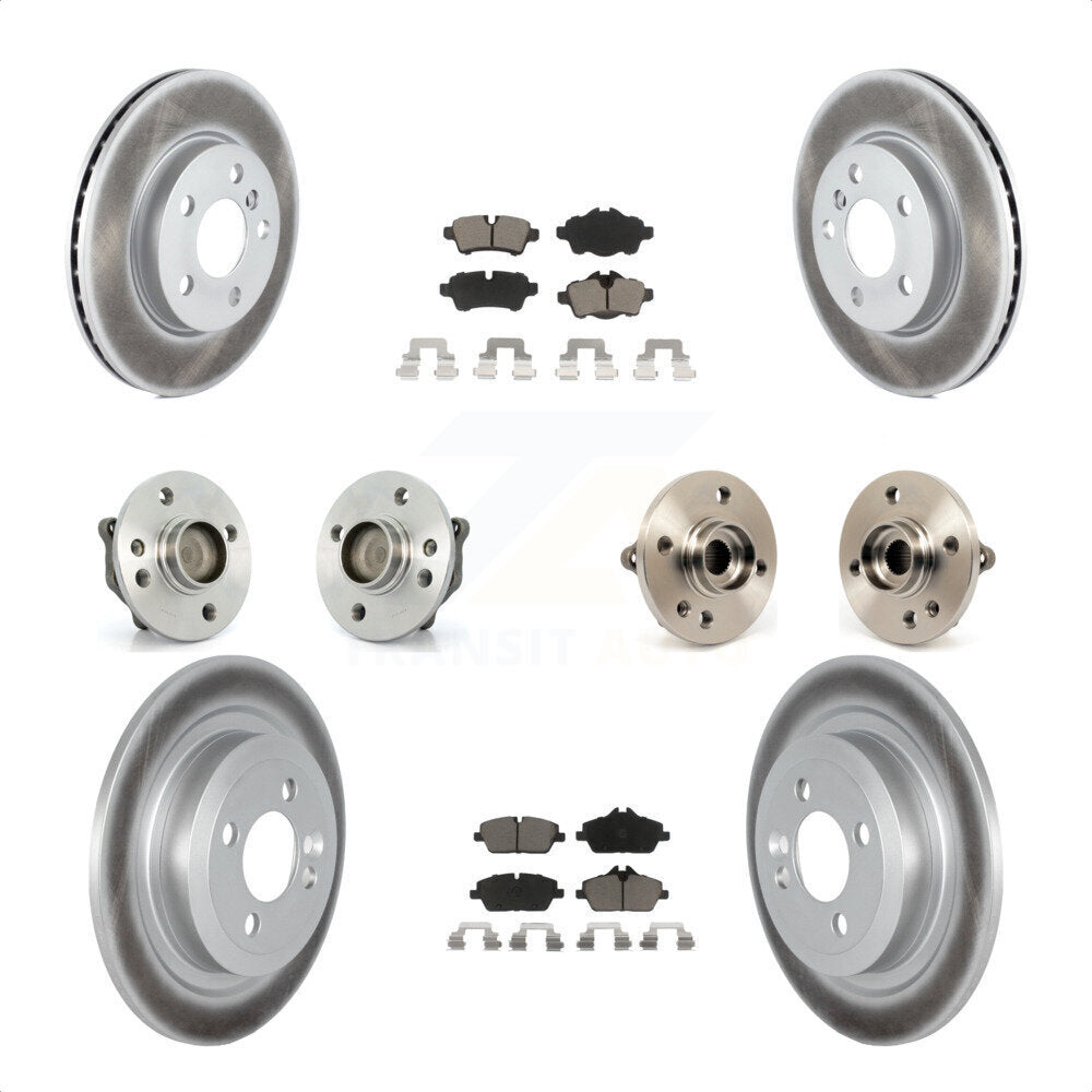 Front Rear Hub Bearings Assembly Coated Disc Brake Rotors And Ceramic Pads Kit (10Pc) For Mini Cooper With 5 Lug Wheels 280mm Diameter Rotor KBB-120640 by Transit Auto