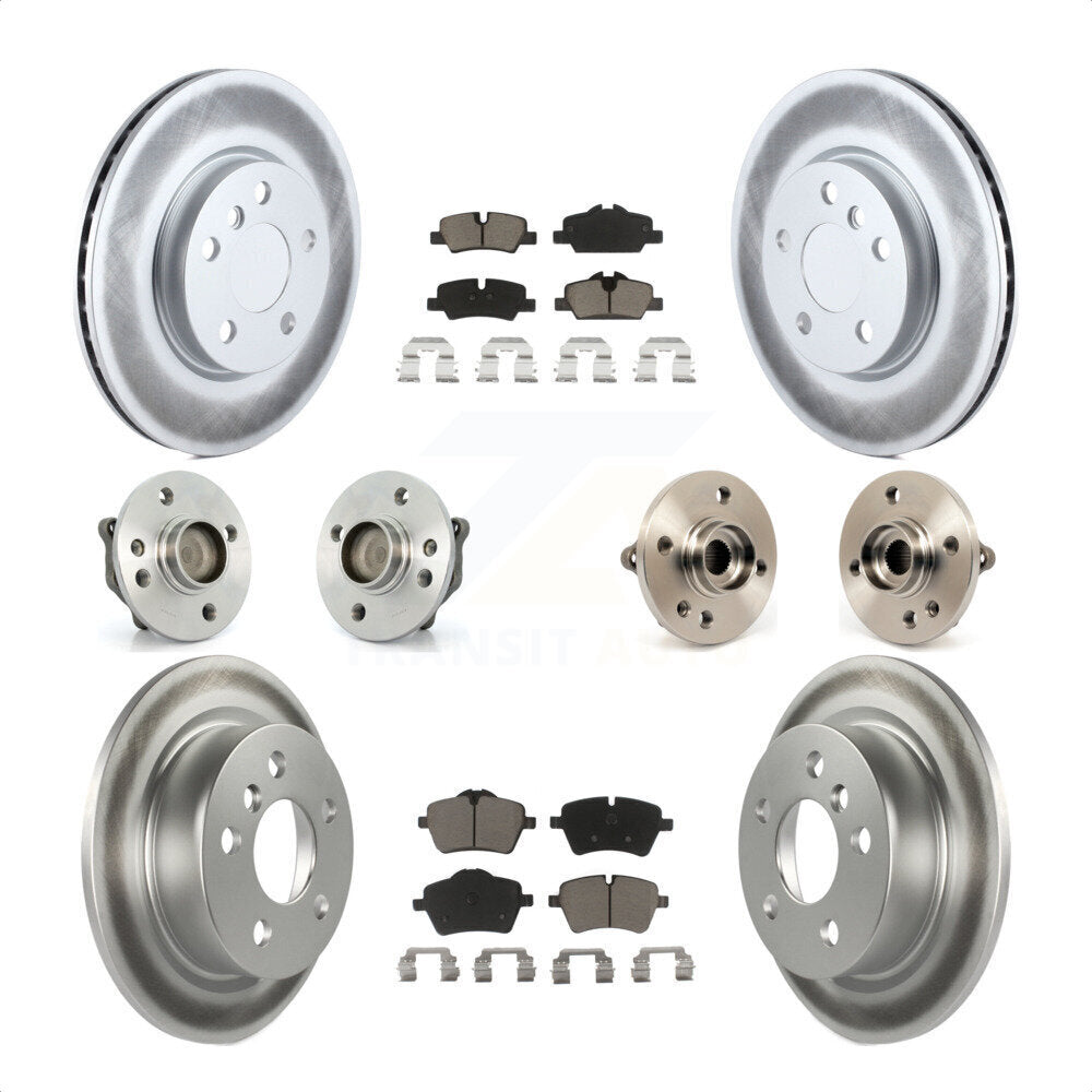 Front Rear Hub Bearing Assembly Coated Disc Brake Rotor And Ceramic Pad Kit (10Pc) For 2015 Mini Cooper Convertible with 2.0L 1.5L With 294mm Diameter 5 Lug Wheels KBB-120642 by Transit Auto