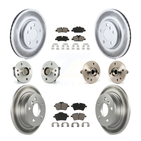 Front Rear Hub Bearing Assembly Coated Disc Brake Rotor And Ceramic Pad Kit (10Pc) For 2015 Mini Cooper Convertible with 2.0L 1.5L With 294mm Diameter 5 Lug Wheels KBB-120642 by Transit Auto