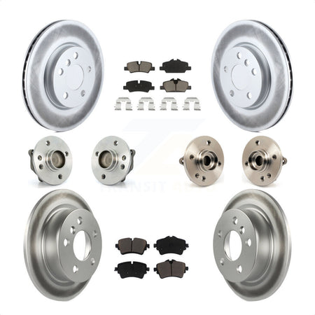 Front Rear Hub Bearing Assembly Coated Disc Brake Rotor And Ceramic Pad Kit (10Pc) For 2015 Mini Cooper Convertible with 2.0L 1.5L With 294mm Diameter 5 Lug Wheels KBB-120643 by Transit Auto
