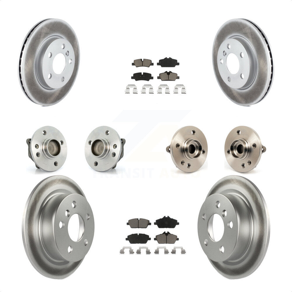 Front Rear Hub Bearing Assembly Coated Disc Brake Rotor And Ceramic Pad Kit (10Pc) For 2015 Mini Cooper Convertible with 2.0L 1.5L With 5 Lug Wheels 280mm Diameter KBB-120644 by Transit Auto
