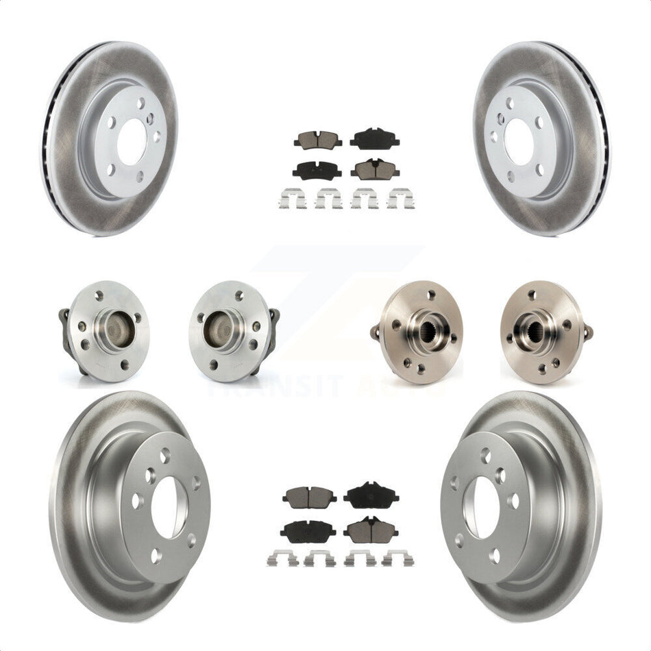 Front Rear Hub Bearing Assembly Coated Disc Brake Rotor And Ceramic Pad Kit (10Pc) For 2015 Mini Cooper Convertible with 2.0L 1.5L With 5 Lug Wheels 280mm Diameter KBB-120644 by Transit Auto