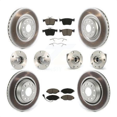 Front Rear Hub Bearings Assembly Coated Disc Brake Rotors And Ceramic Pads Kit (10Pc) For 2017 Volkswagen Golf R Code 1ZE 1ZP KBB-120658 by Transit Auto