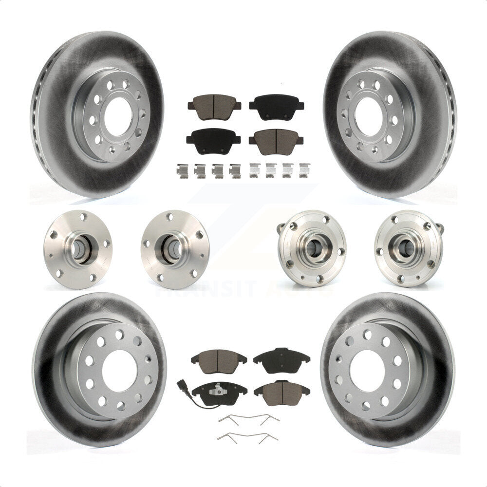 Front Rear Hub Bearings Assembly Coated Disc Brake Rotors And Ceramic Pads Kit (10Pc) For 2013 Volkswagen Beetle 2.5L With 253mm Diameter Rotor KBB-120727 by Transit Auto