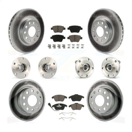 Front Rear Hub Bearings Assembly Coated Disc Brake Rotors And Ceramic Pads Kit (10Pc) For 2013 Volkswagen Beetle 2.5L With 253mm Diameter Rotor KBB-120727 by Transit Auto
