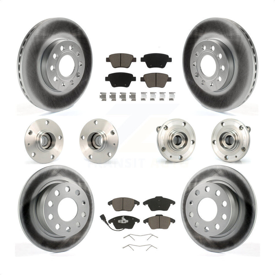 Front Rear Hub Bearings Assembly Coated Disc Brake Rotors And Ceramic Pads Kit (10Pc) For 2013 Volkswagen Beetle 2.5L With 253mm Diameter Rotor KBB-120727 by Transit Auto