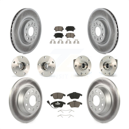 Front Rear Hub Bearings Assembly Coated Disc Brake Rotors And Ceramic Pads Kit (10Pc) For 2009 Volkswagen GTI With 282mm Diameter Rotor KBB-120732 by Transit Auto