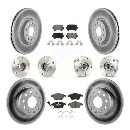 Front Rear Hub Bearings Assembly Coated Disc Brake Rotors And Ceramic Pads Kit (10Pc) For 2011 Volkswagen GTI With 30mm bearing KBB-120735 by Transit Auto