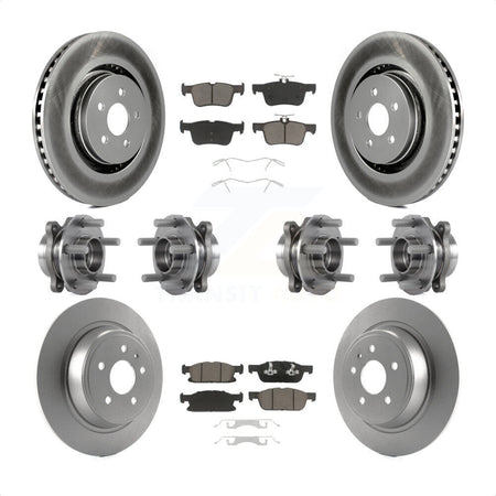 Front Rear Hub Bearings Assembly Coated Disc Brake Rotors And Ceramic Pads Kit (10Pc) For 2017 Lincoln MKX AWD With 14mm Wheel Lugs KBB-120760 by Transit Auto