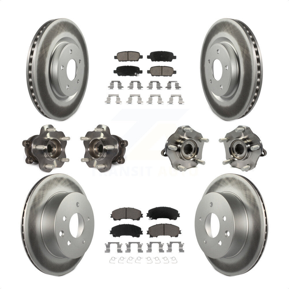 Front Rear Hub Bearings Assembly Coated Disc Brake Rotors And Ceramic Pads Kit (10Pc) For Nissan Rogue KBB-120783 by Transit Auto