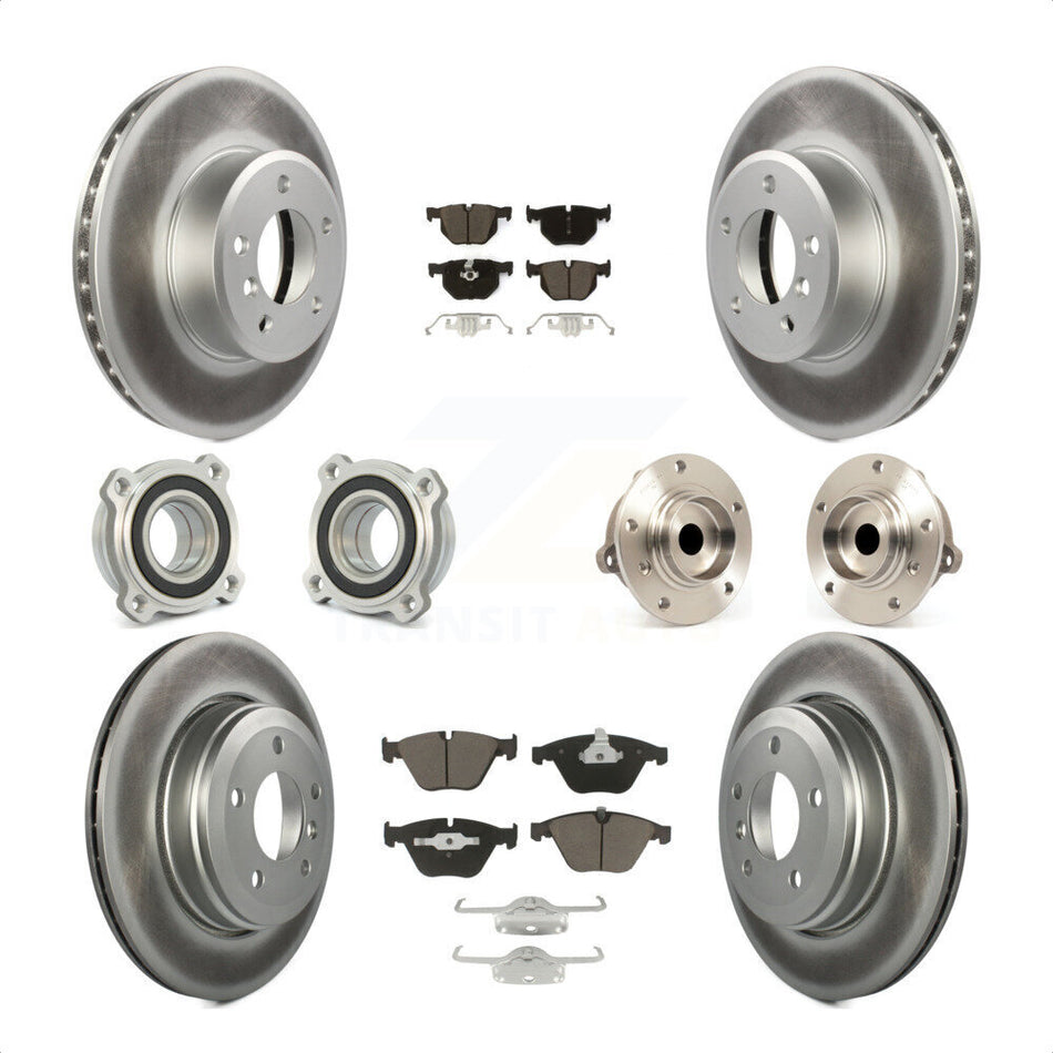 Front Rear Hub Bearings Assembly Coated Disc Brake Rotors And Ceramic Pads Kit (10Pc) For BMW 530i 525i 528i KBB-120828 by Transit Auto