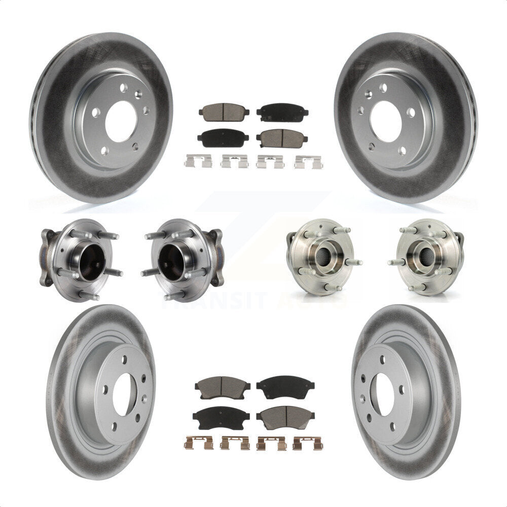 Front Rear Hub Bearings Assembly Coated Disc Brake Rotors And Ceramic Pads Kit (10Pc) For Chevrolet Cruze Buick Verano Volt KBB-120829 by Transit Auto