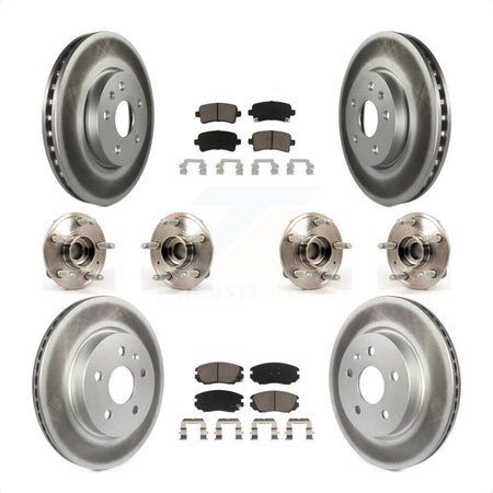 Front Rear Hub Bearings Assembly Coated Disc Brake Rotors And Ceramic Pads Kit (10Pc) For 2018-2019 Chevrolet Impala KBB-120854 by Transit Auto