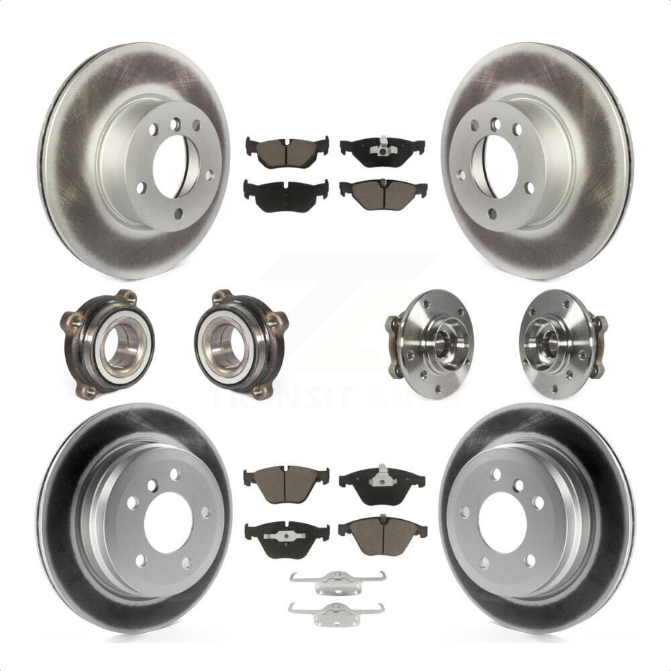 Front Rear Hub Bearings Assembly Coated Disc Brake Rotors And Ceramic Pads Kit (10Pc) For 2013-2014 BMW X1 xDrive28i with AWD KBB-120867 by Transit Auto