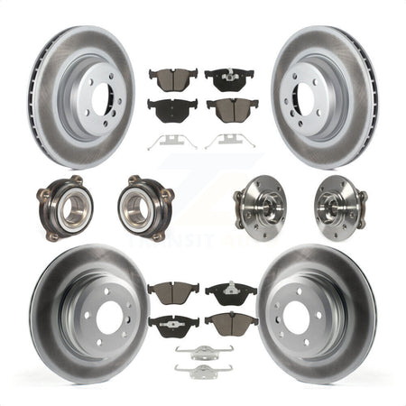 Front Rear Hub Bearings Assembly Coated Disc Brake Rotors And Ceramic Pads Kit (10Pc) For 2013 BMW X1 xDrive35i with AWD KBB-120868 by Transit Auto