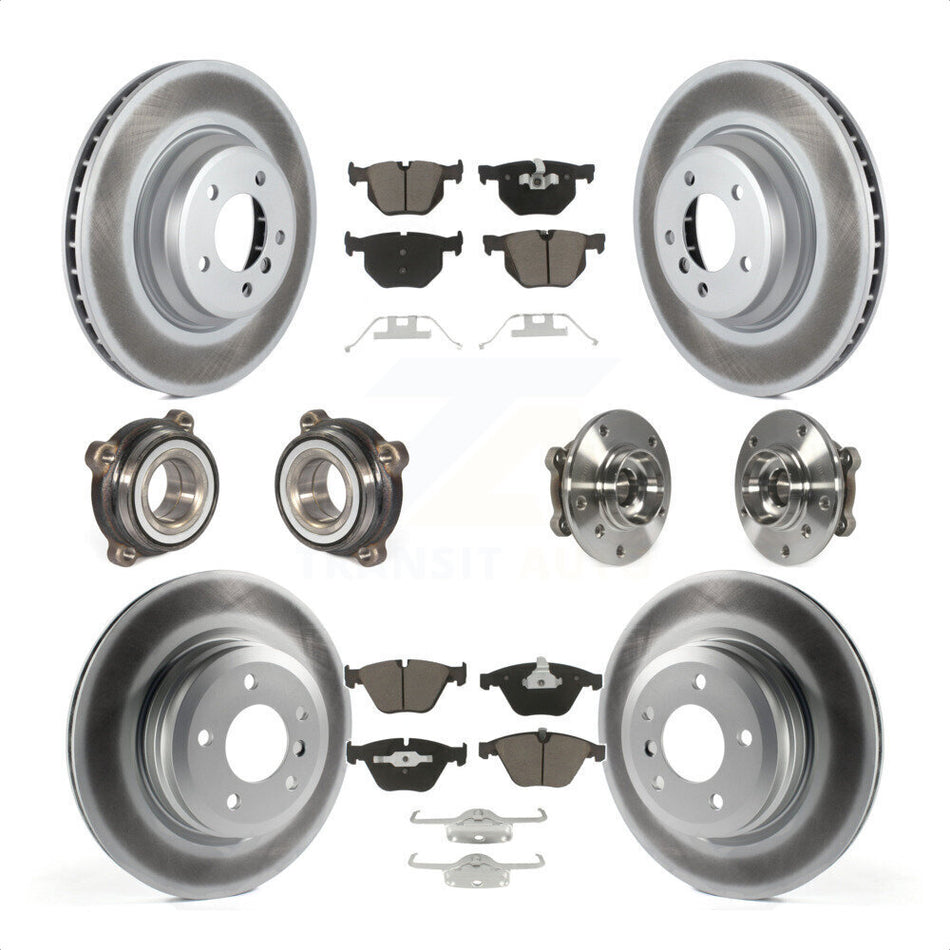 Front Rear Hub Bearings Assembly Coated Disc Brake Rotors And Ceramic Pads Kit (10Pc) For 2013 BMW X1 xDrive35i with AWD KBB-120868 by Transit Auto