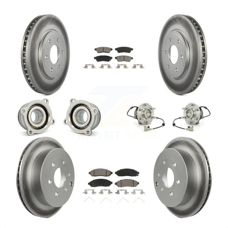 Front Rear Hub Bearings Assembly Coated Disc Brake Rotors And Ceramic Pads Kit (10Pc) For Nissan Frontier Suzuki Equator KBB-120872 by Transit Auto