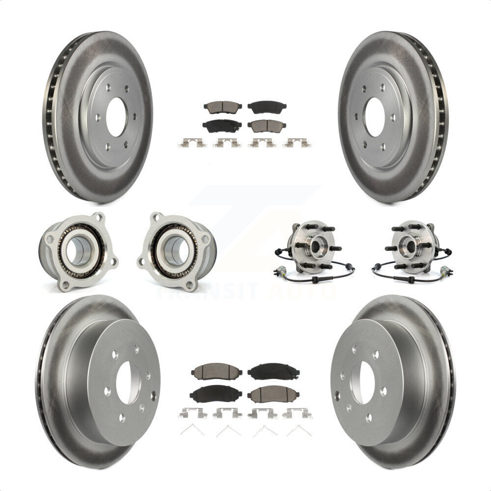 Front Rear Hub Bearings Assembly Coated Disc Brake Rotors And Ceramic Pads Kit (10Pc) For Nissan Frontier Xterra Suzuki Equator KBB-120875 by Transit Auto