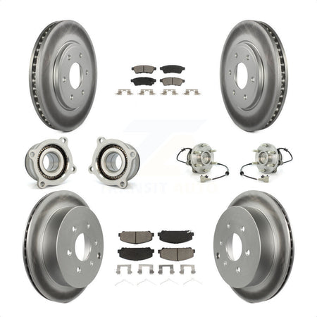 Front Rear Hub Bearings Assembly Coated Disc Brake Rotors And Ceramic Pads Kit (10Pc) For Suzuki Equator KBB-120876 by Transit Auto