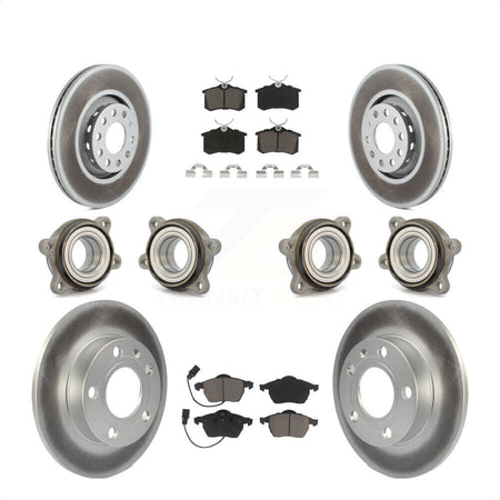 Front Rear Hub Bearings Assembly Coated Disc Brake Rotors And Ceramic Pads Kit (10Pc) For 2002 Audi S4 KBB-120881 by Transit Auto