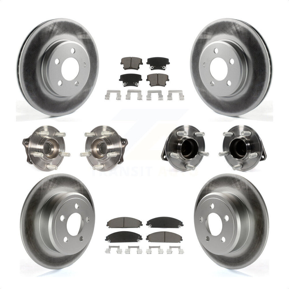 Front Rear Hub Bearings Assembly Coated Disc Brake Rotors And Ceramic Pads Kit (10Pc) For 2019-2020 Chrysler 300 RWD with 5.7L KBB-120897 by Transit Auto