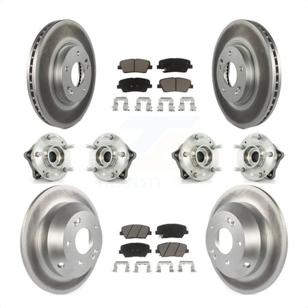 Front Rear Hub Bearings Assembly Coated Disc Brake Rotors And Ceramic Pads Kit (10Pc) For Kia Sorento Hyundai Santa Fe With ABS Brakes AWD KBB-120901 by Transit Auto