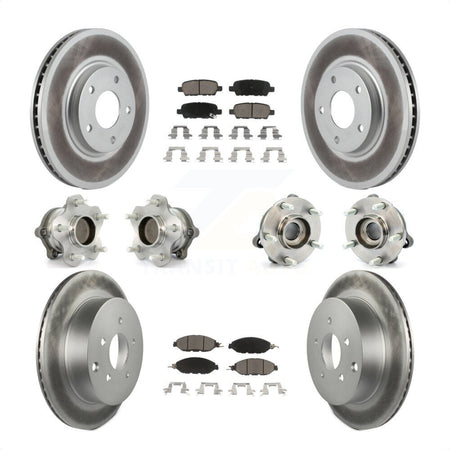 Front Rear Hub Bearings Assembly Coated Disc Brake Rotors And Ceramic Pads Kit (10Pc) For 2016 Nissan Pathfinder FWD From 11 15 KBB-120959 by Transit Auto