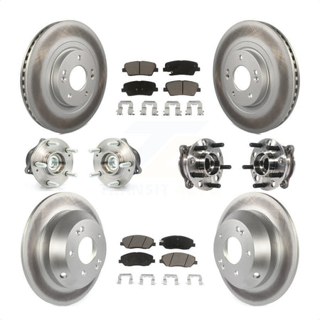 Front Rear Hub Bearings Assembly Coated Disc Brake Rotors And Ceramic Pads Kit (10Pc) For 2015-2016 Hyundai Santa Fe XL FWD with 3.3L KBB-120979 by Transit Auto