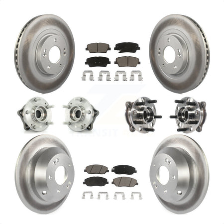 Front Rear Hub Bearings Assembly Coated Disc Brake Rotors And Ceramic Pads Kit (10Pc) For Hyundai Santa Fe XL AWD with 3.3L KBB-120980 by Transit Auto