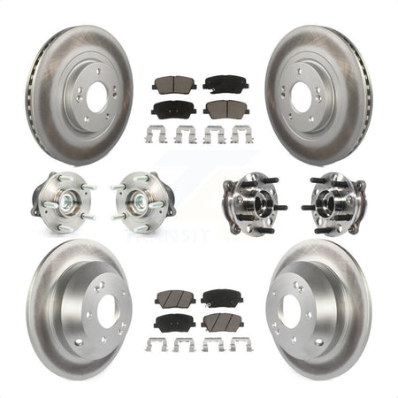 Front Rear Hub Bearings Assembly Coated Disc Brake Rotors And Ceramic Pads Kit (10Pc) For 2015-2016 Hyundai Santa Fe Sport FWD with 2.4L 2.0L KBB-120983 by Transit Auto