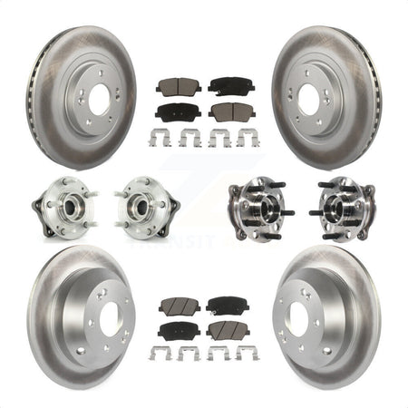 Front Rear Hub Bearings Assembly Coated Disc Brake Rotors And Ceramic Pads Kit (10Pc) For 2015-2016 Hyundai Santa Fe Sport AWD with 2.4L 2.0L KBB-120984 by Transit Auto