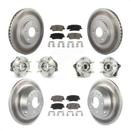 Front Rear Hub Bearings Assembly Coated Disc Brake Rotors And Ceramic Pads Kit (10Pc) For 2013-2014 Hyundai Santa Fe Sport FWD with 2.4L 2.0L KBB-120985 by Transit Auto