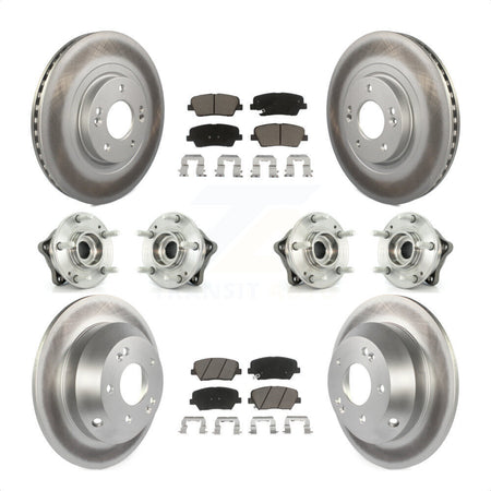 Front Rear Hub Bearings Assembly Coated Disc Brake Rotors And Ceramic Pads Kit (10Pc) For 2013-2014 Hyundai Santa Fe Sport AWD with 2.4L 2.0L KBB-120986 by Transit Auto