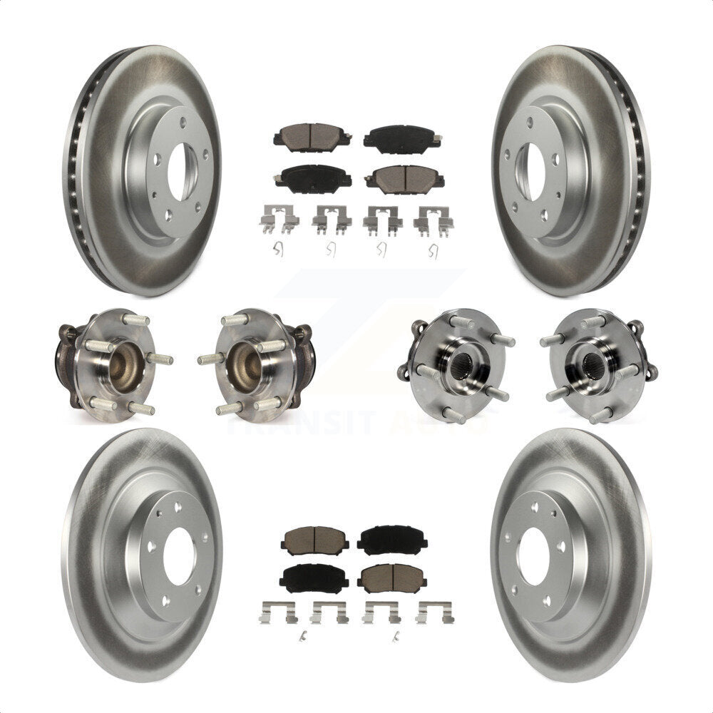 Front Rear Hub Bearings Assembly Coated Disc Brake Rotors And Ceramic Pads Kit (10Pc) For 2015 Mazda CX-5 FWD With Electric Parking KBB-121004 by Transit Auto