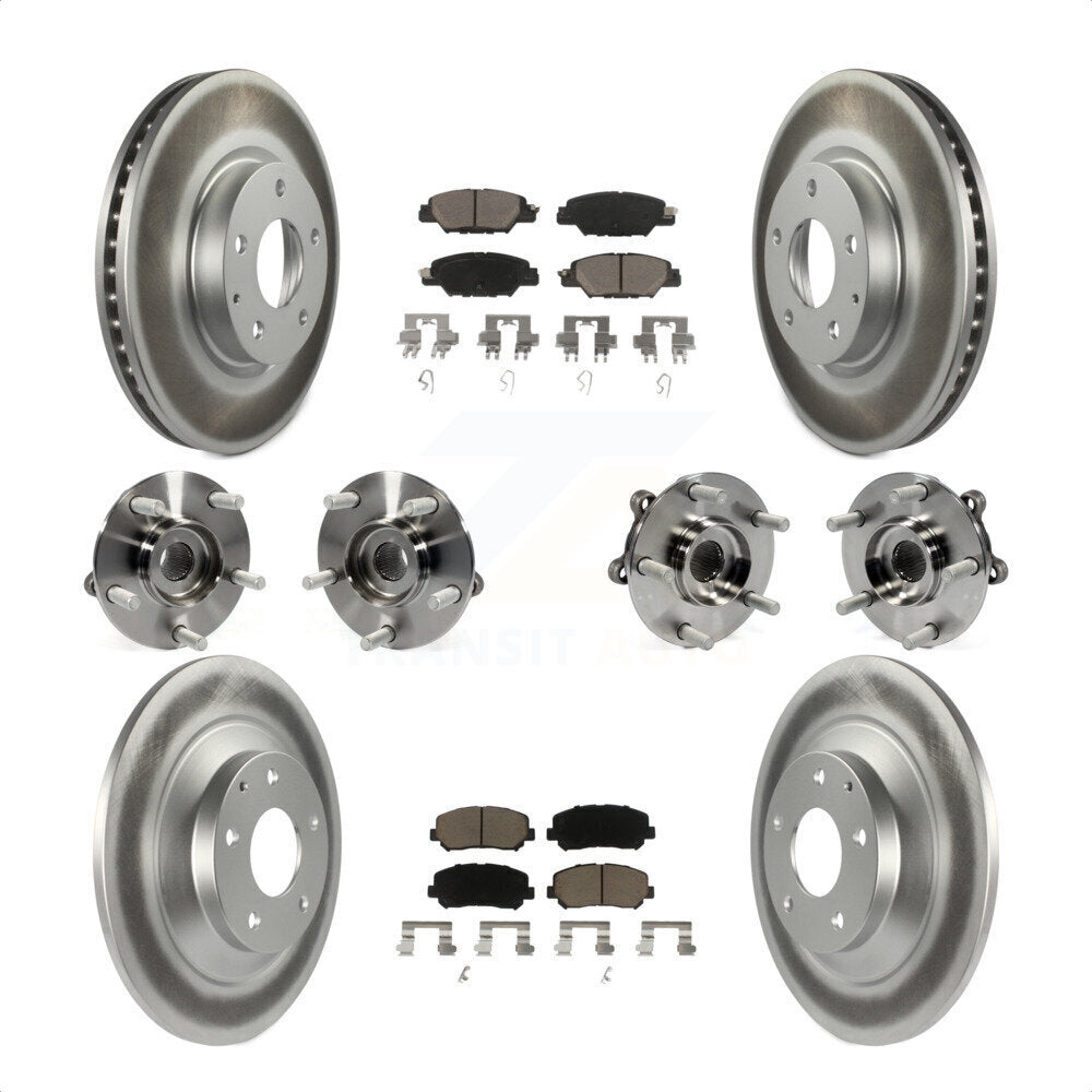 Front Rear Hub Bearings Assembly Coated Disc Brake Rotors And Ceramic Pads Kit (10Pc) For 2015 Mazda CX-5 AWD With Electric Parking KBB-121005 by Transit Auto