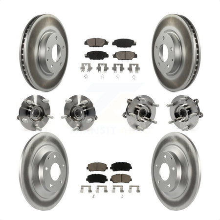 Front Rear Hub Bearings Assembly Coated Disc Brake Rotors And Ceramic Pads Kit (10Pc) For 2015 Mazda CX-5 AWD With Electric Parking KBB-121005 by Transit Auto