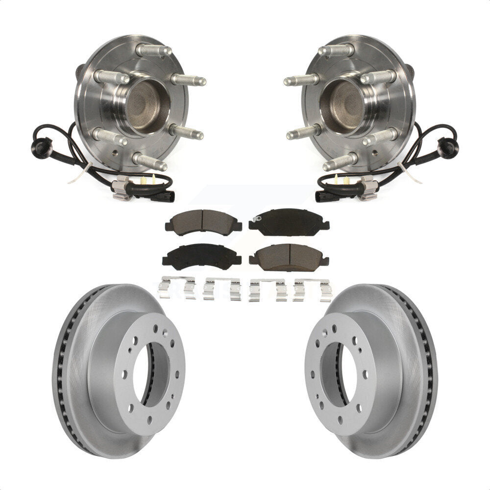 Front Hub Bearing Assembly With Coated Disc Brake Rotors And Ceramic Pads Kit For 2018-2019 Chevrolet Suburban RWD 8 Lug Wheels KBB-121058 by Transit Auto