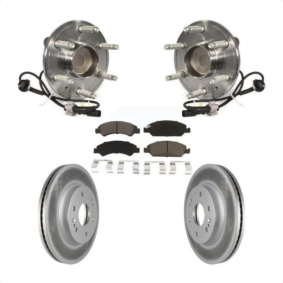 Front Hub Bearing Assembly With Coated Disc Brake Rotors And Ceramic Pads Kit For 2019 Chevrolet Silverado 1500 LD RWD 4 Piston Caliper KBB-121064 by Transit Auto