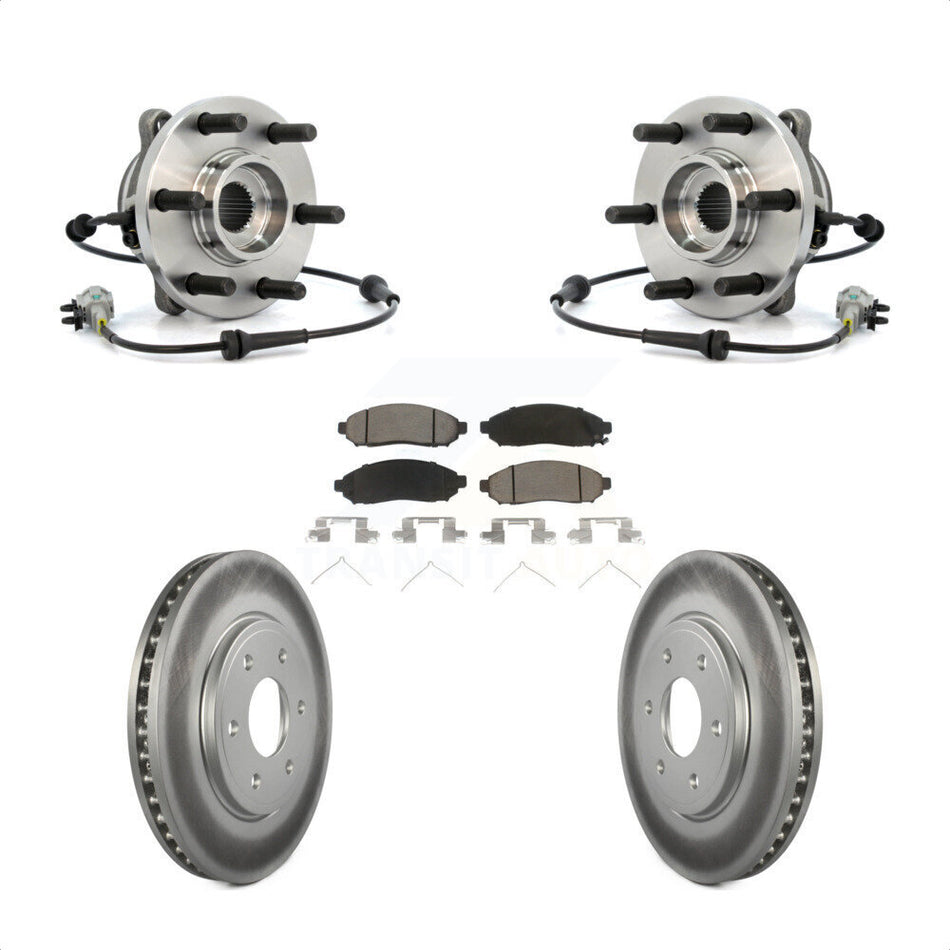 Front Hub Bearing Assembly With Coated Disc Brake Rotors And Ceramic Pads Kit For Nissan Frontier 4WD with 2.5L KBB-121095 by Transit Auto