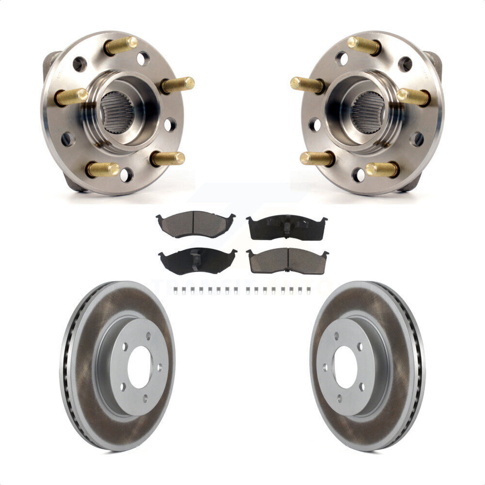 Front Hub Bearing Assembly With Coated Disc Brake Rotors And Ceramic Pads Kit For Chrysler Dodge Intrepid 300M Concorde LHS KBB-121259 by Transit Auto