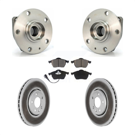 Front Hub Bearing Assembly With Coated Disc Brake Rotors And Ceramic Pads Kit For 2006 Volkswagen Golf 1.8L KBB-121343 by Transit Auto
