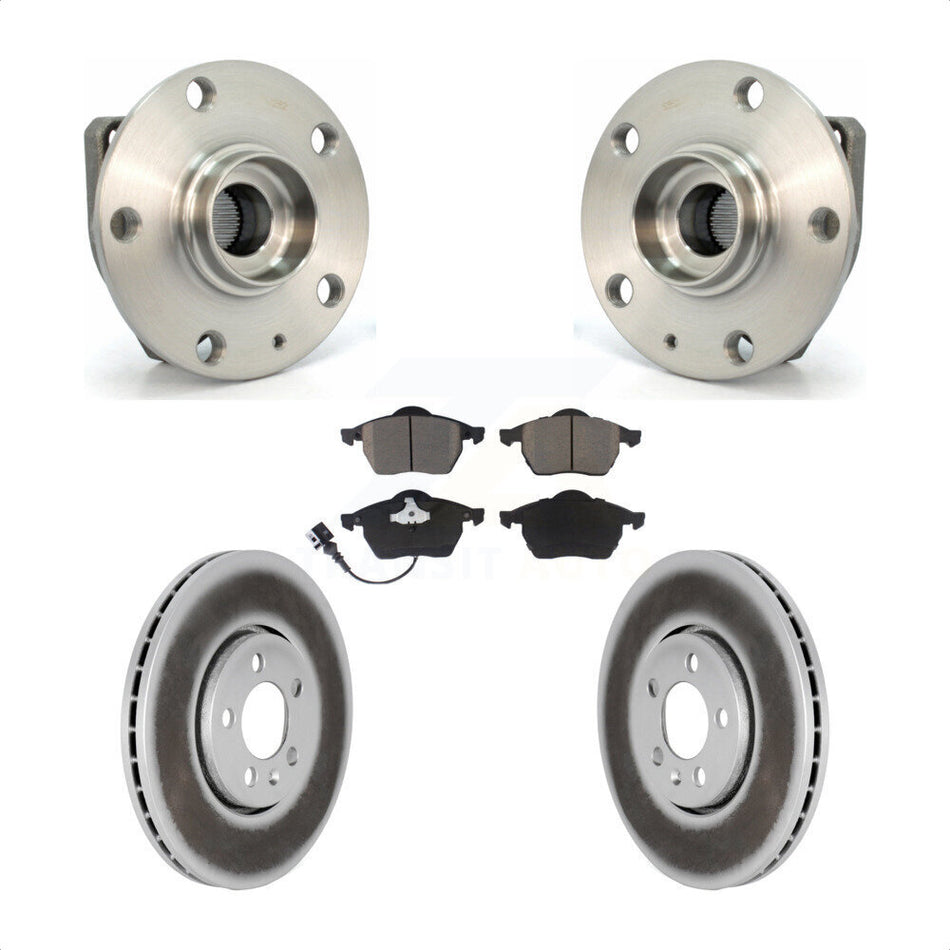 Front Hub Bearing Assembly With Coated Disc Brake Rotors And Ceramic Pads Kit For 2006 Volkswagen Golf 1.8L KBB-121343 by Transit Auto