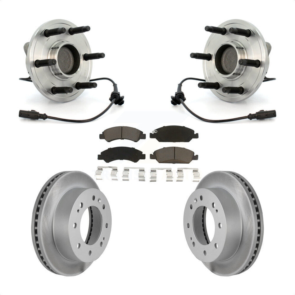 Front Hub Bearing Assembly With Coated Disc Brake Rotors And Ceramic Pads Kit For 2011 Chevrolet Silverado 1500 Hybrid with RWD KBB-121361 by Transit Auto