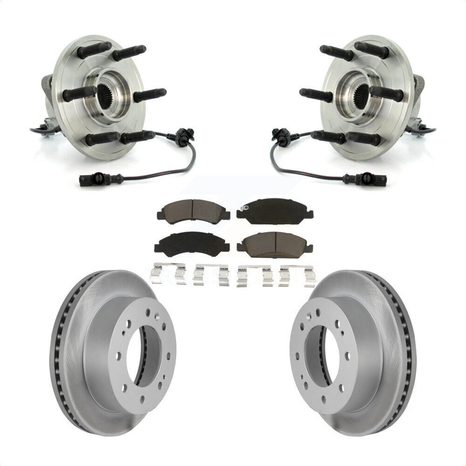 Front Hub Bearing Assembly With Coated Disc Brake Rotors And Ceramic Pads Kit For 2011 Chevrolet Silverado 1500 Hybrid with 4WD KBB-121362 by Transit Auto