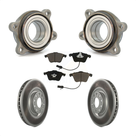Front Hub Bearing Assembly With Coated Disc Brake Rotors And Ceramic Pads Kit For Audi A4 Quattro KBB-121375 by Transit Auto