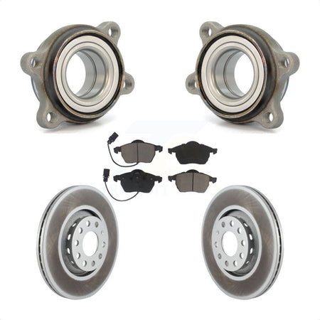 Front Hub Bearing Assembly With Coated Disc Brake Rotors And Ceramic Pads Kit For Audi A4 Quattro A6 S4 S6 KBB-121377 by Transit Auto
