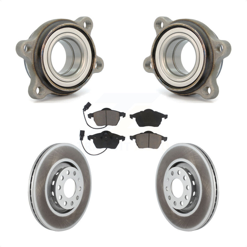 Front Hub Bearing Assembly With Coated Disc Brake Rotors And Ceramic Pads Kit For Audi A4 Quattro A6 S4 S6 KBB-121377 by Transit Auto
