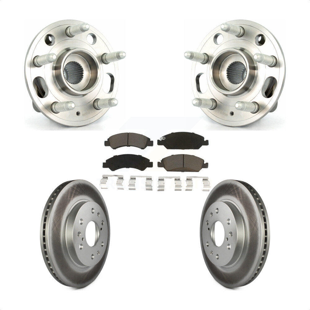 Front Hub Bearing Assembly With Coated Disc Brake Rotors And Ceramic Pads Kit For Cadillac XTS 6 Lug Wheels Heavy Duty Brakes KBB-121468 by Transit Auto