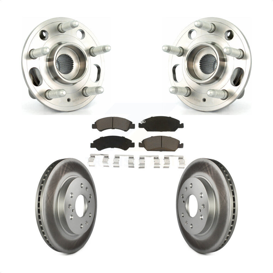 Front Hub Bearing Assembly With Coated Disc Brake Rotors And Ceramic Pads Kit For Cadillac XTS 6 Lug Wheels Heavy Duty Brakes KBB-121468 by Transit Auto