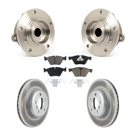 Front Hub Bearing Assembly With Coated Disc Brake Rotors And Ceramic Pads Kit For 2011 BMW 528i Without Performance Brakes 330mm Diameter Rotor KBB-121475 by Transit Auto